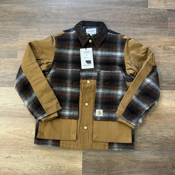 Carhartt WIP Highland Jacket Work In Progress Tan Plaid Men's Sz M NWT - Picture 2 of 10